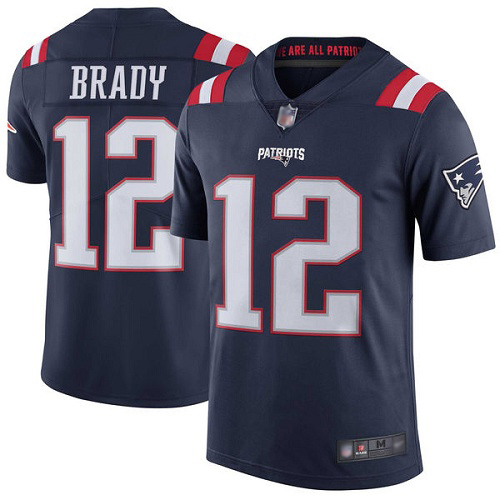 New England Patriots Football #12 Rush Vapor Untouchable Limited Navy Blue Men Tom Brady NFL Jersey